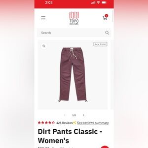 Topo Designs Women's Classic Dirt Pants - Maroon